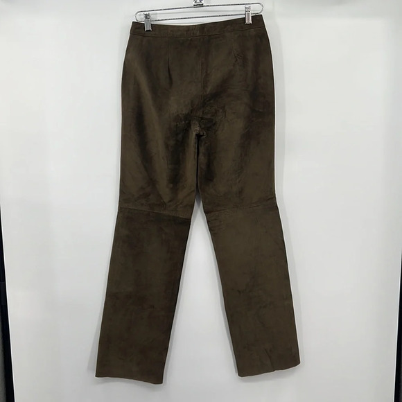 INC International Concepts Pants Womens 6 Brown Suede Genuine Leather Straight‎ - Picture 5 of 10